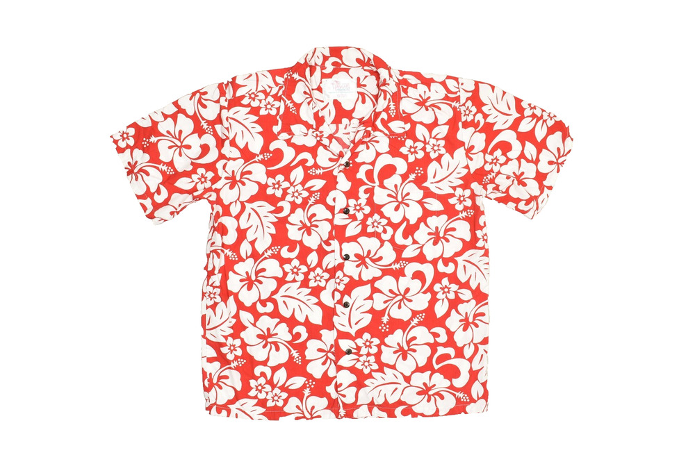 Hawaii Hangover Red White Hibiscus Hawaiian Aloha Button Down Shirt Size L